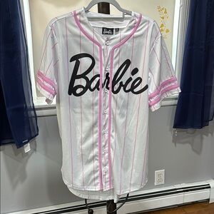 Barbie Button Down Shirt White and Pink